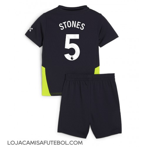 Camisa de Futebol Manchester City John Stones #5 Equipamento Secundário Infantil 2024-25 Manga Curta (+ Calças curtas)